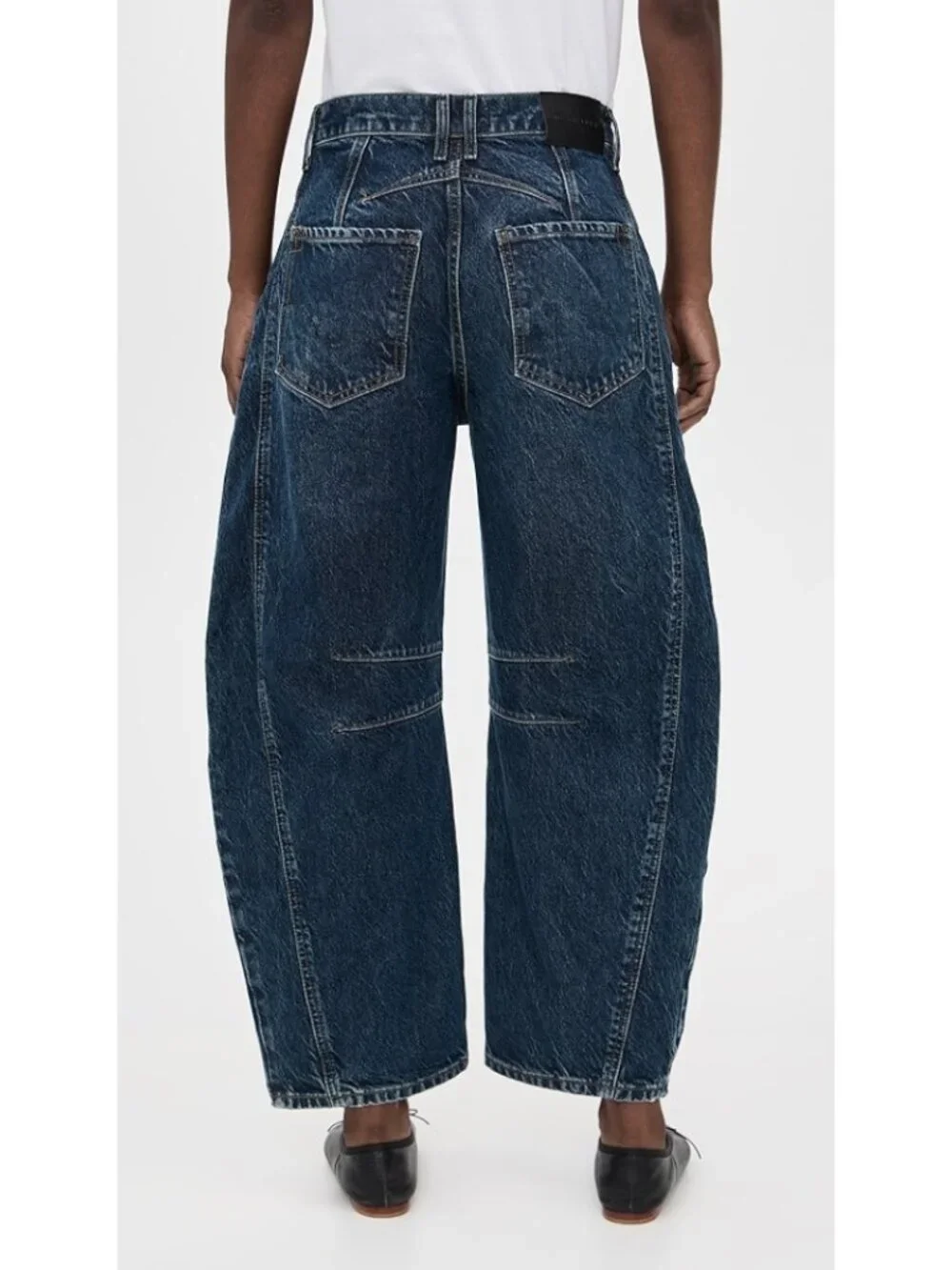 Free People Good Luck Mid Rise Barrel Jeans Deep End Mid-weight Slouchy 30 NWT